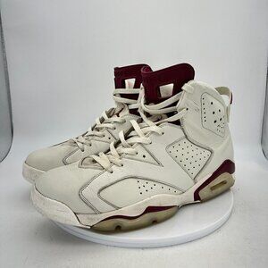 Nike Air Jordan 6 Retro Men Size 13 384664–116 Red Maroon White Basketball Shoes